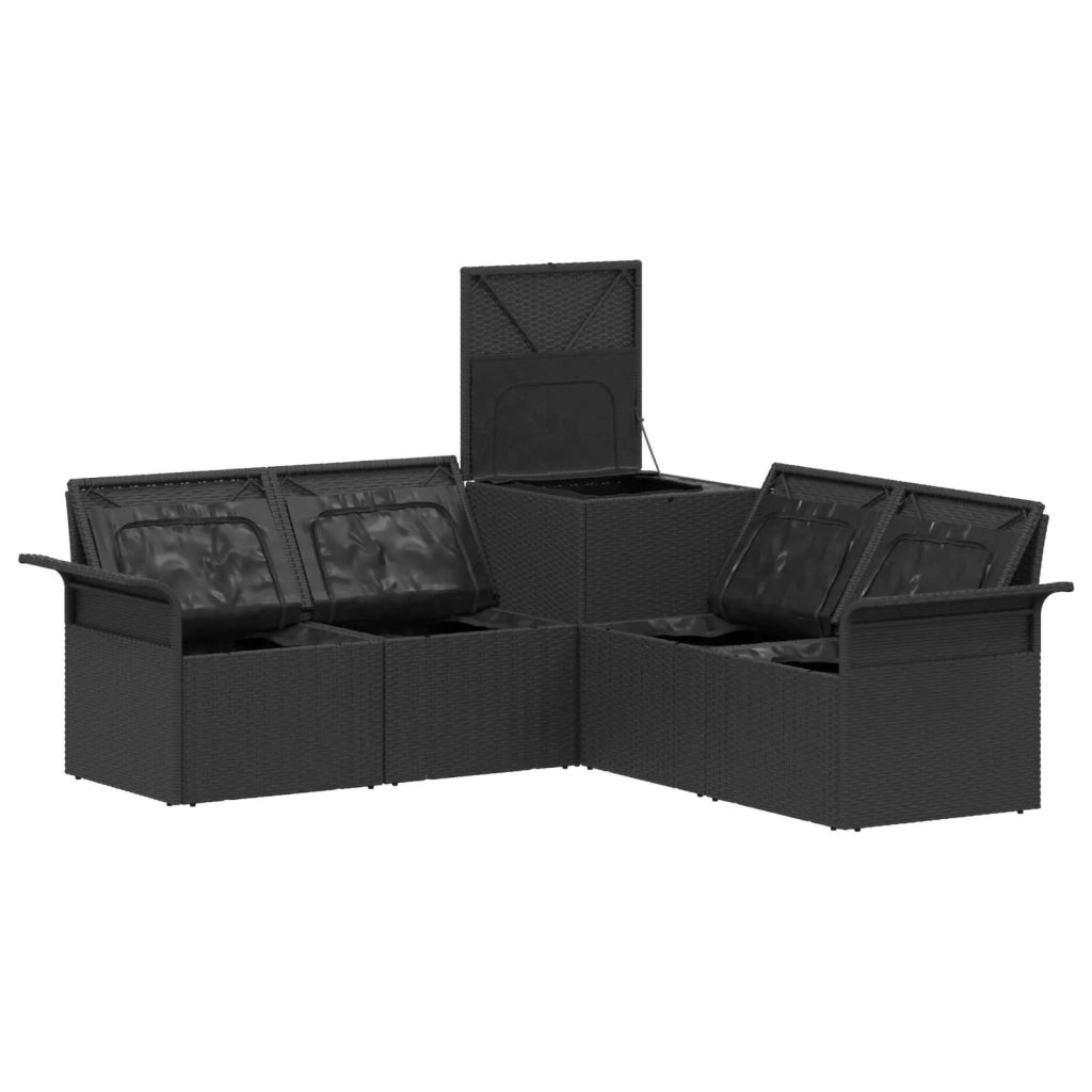 Set di divani 5 pz Nero e Bianco Crema 3447732
