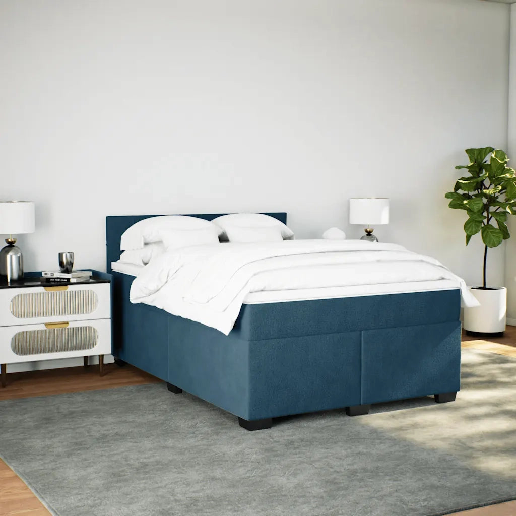 Giroletto a Molle con Materasso Blu 160x200 cm in Velluto