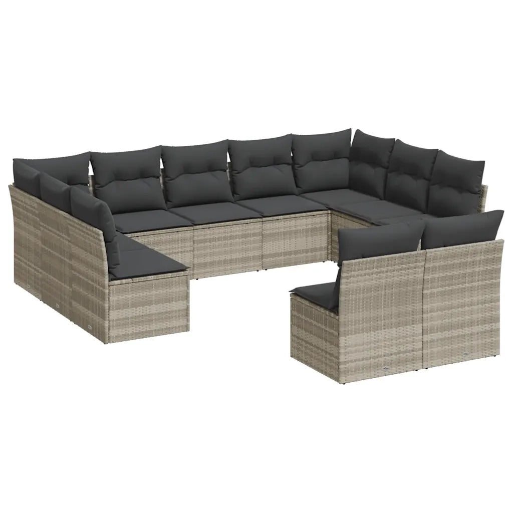 Set Divani da Giardino 11 pz con Cuscini in Polyrattan Grigio 3250191