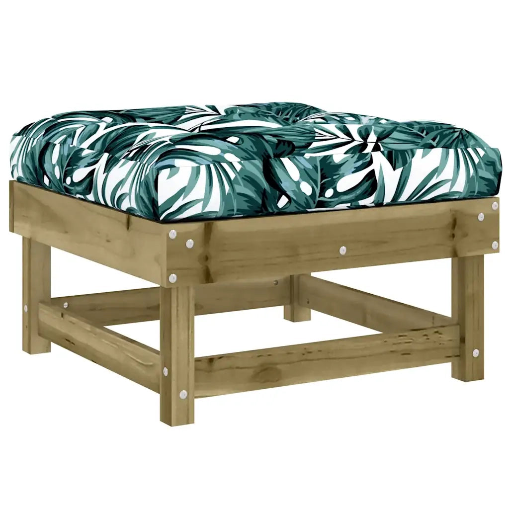 Poggiapiedi da Giardino con Cuscino in Legno Impregnato di Pino CFW9740992
