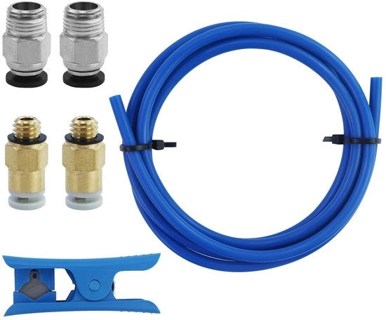 Set di connettori in PTFE-Teflon da 6 pezzi - set di tubi - taglia tubi - materiale duraturo - installazione semplice - colore blu - dimensioni 12,7 x 11,8 x 2,6 cm
