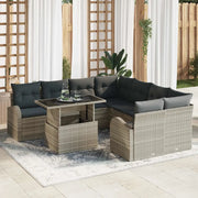 Set Divano da Giardino 9 pcs Grigio chiaro polyrattan 3348618