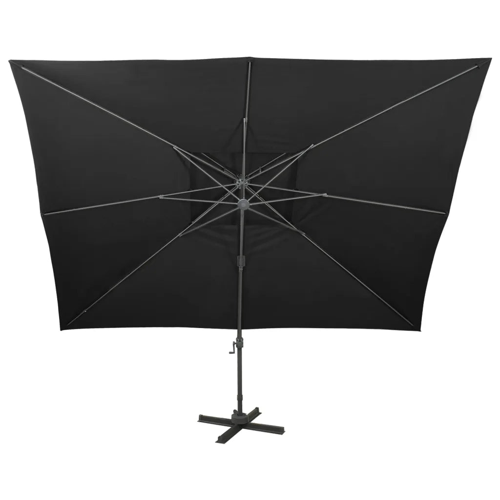 Ombrellone da giardino a sbalzo con doppio piano nero 400x300 cm 312377