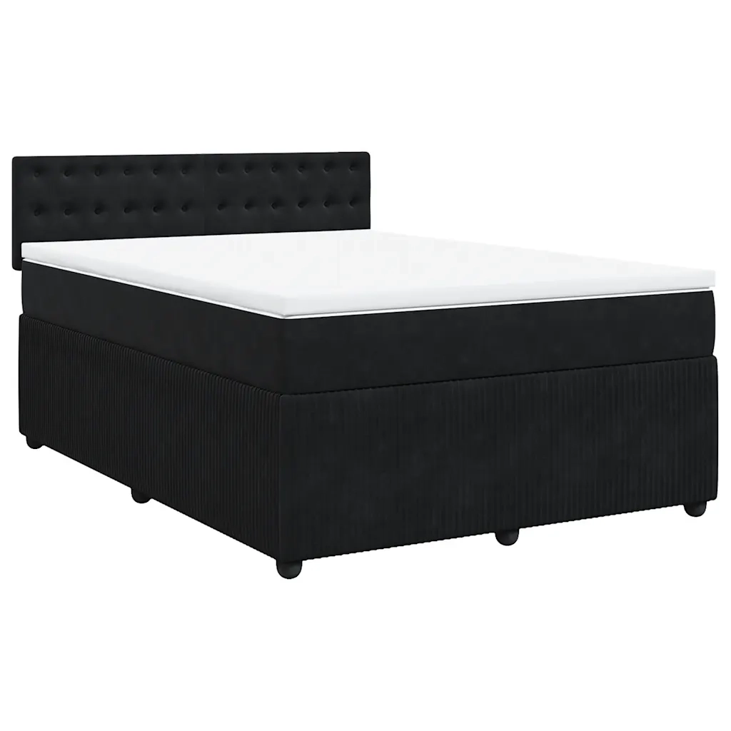 Giroletto a Molle con Materasso Nero 140x190 cm in Velluto