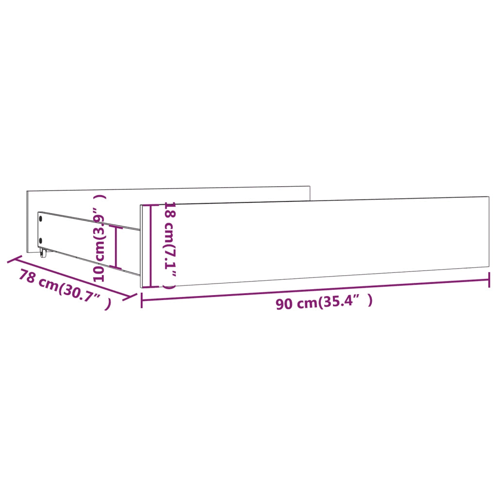 Cassettoni da Letto 2 pz in Legno Massello di Pino 814974