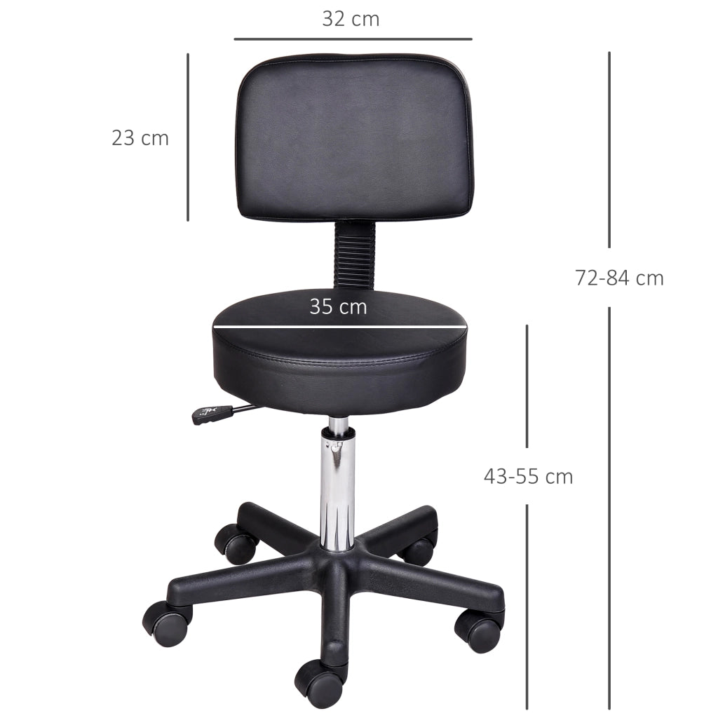 Sgabello regolabile con schienale ¨C Minimal ¨C Nero 72-84 cm
