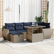 Set Divani Giardino 7 pz con Cuscini Grigio Polyrattan Acacia 3327901