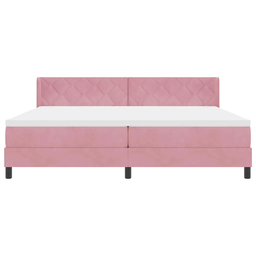 Letto a molle con testiera Rosa 200 x 200 cm Velluto 3341545