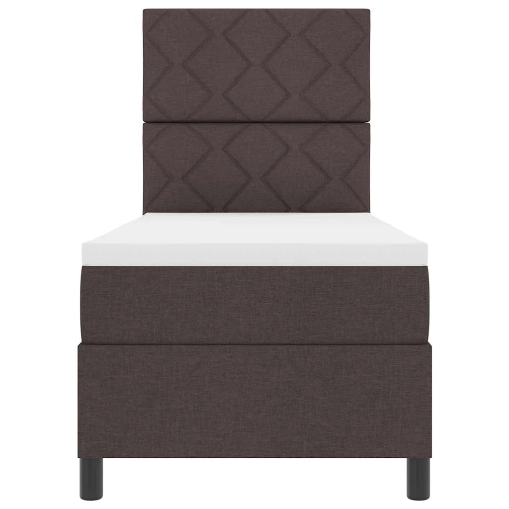 Letto a molle con materasso Marrone scuro 80 x 200 cm Tessuto 3342903