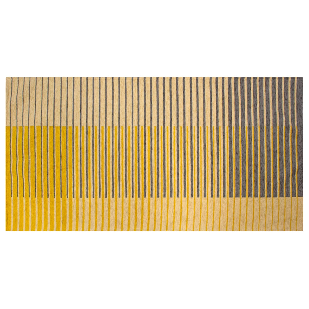 Tappeto Arredo Moderno Morbido in Ciniglia Ingresso Antiscivolo Prodotto Italiano  Soggiorno Camera Salotto Disegni Piazzati Cotone Varie Misure Grande Neon/Senape - 115x175 cm