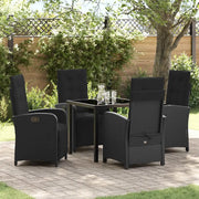 Set da Pranzo per Giardino con cuscino 5 pcs Nero polyrattan