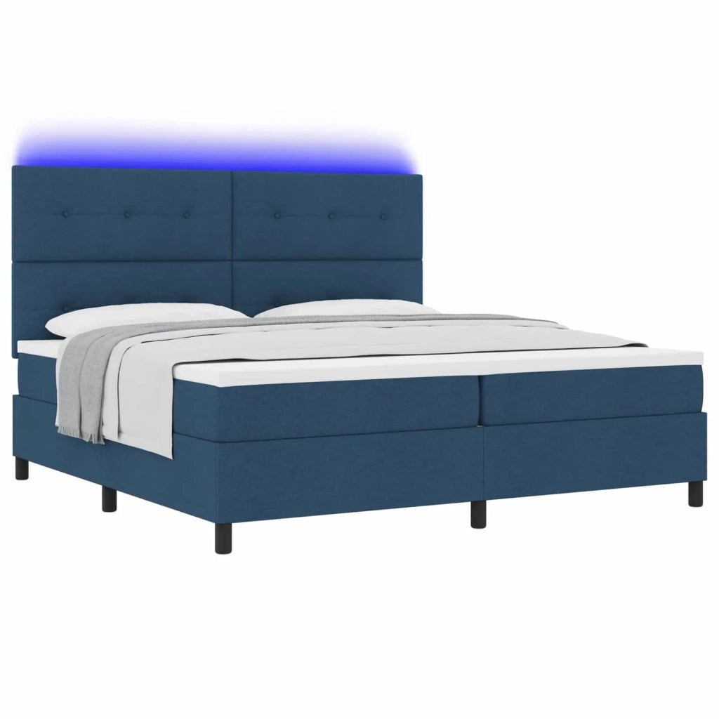 Letto a molle con materasso con led Blu 200 x 200 cm Tessuto 3342899