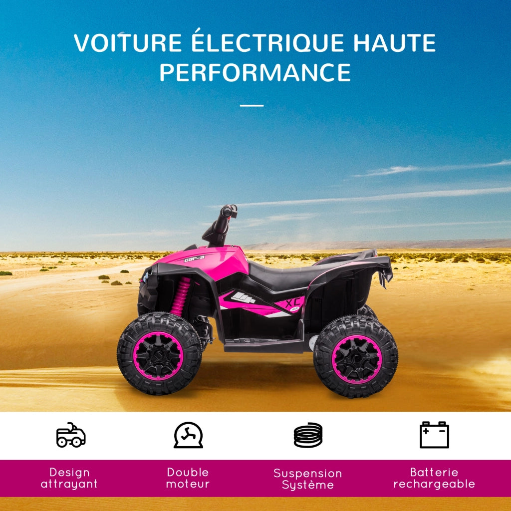Quad Elettrico per Bambini ¨C Minimal ¨C Nero e Rosa, Metallo e PP, 12V