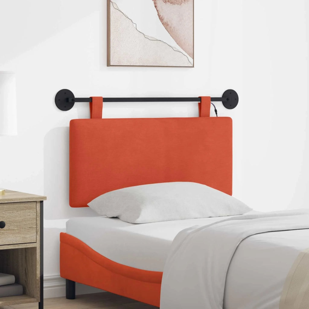 Testiera | Testata sospesa Con luce LED Rosso Arancio Tessuto in Cords