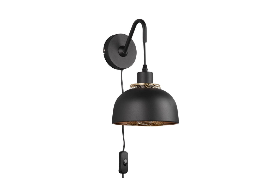 Applique PUNCH nera metallo ottone E27 40W RL R20811732