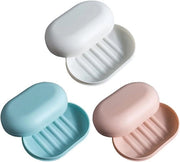 Set di 3 Sapone Portatile Impermeabili con Coperchio per Viaggi e Uso All'aperto - Liscio - Disponibile in 3 Colori - Ideali per la Stanza da Bagno e il Campeggio