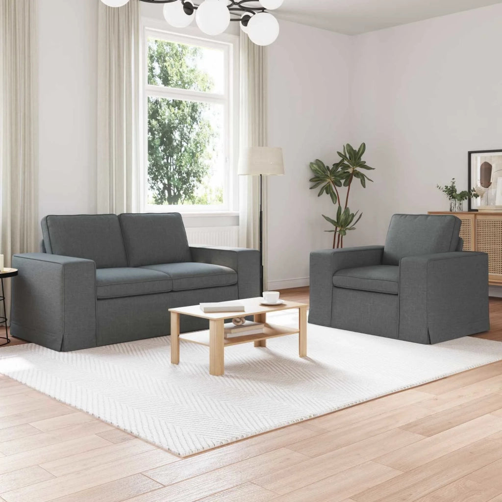 Set di divani 2 pcs Grigio scuro 162 x 80 x 82 cm Tessuto 3407501