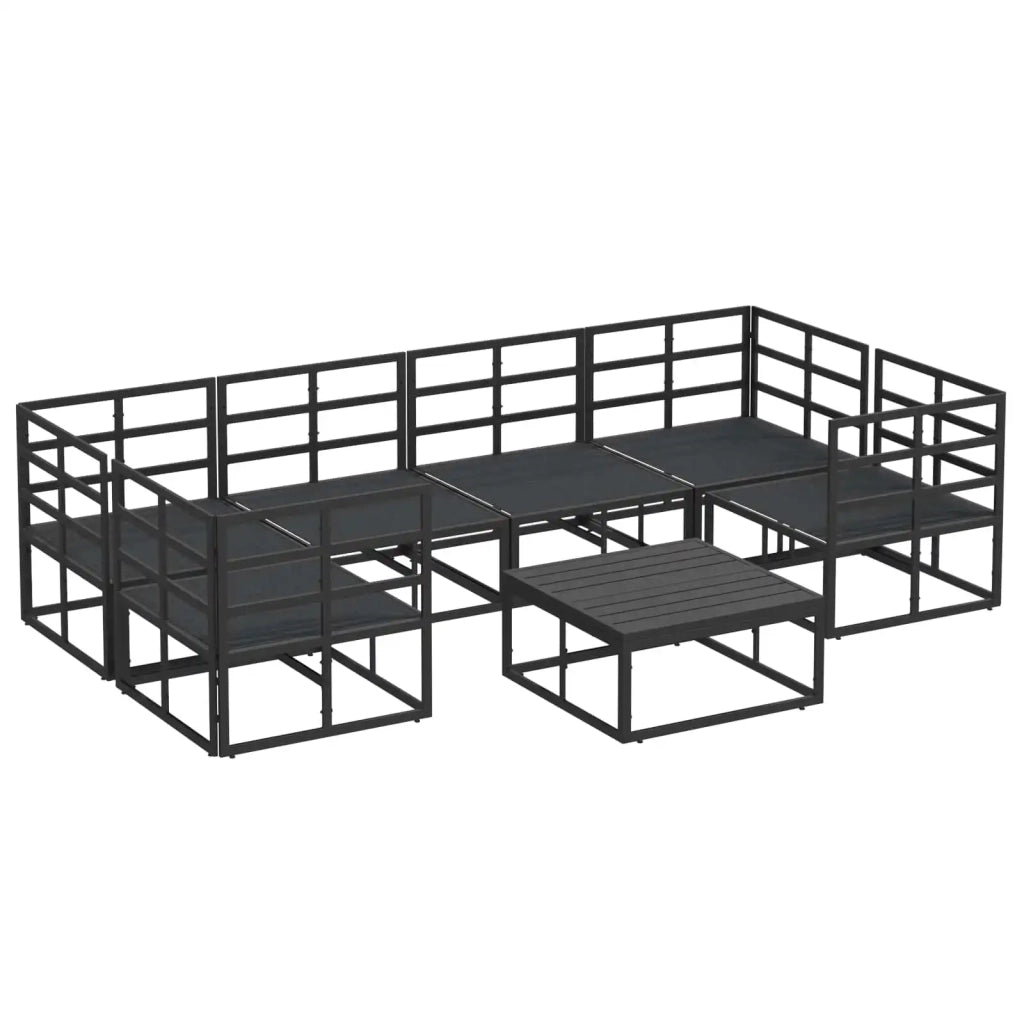 Set Divano da Giardino con cuscino 7 pcs Nero Alluminio 3378945
