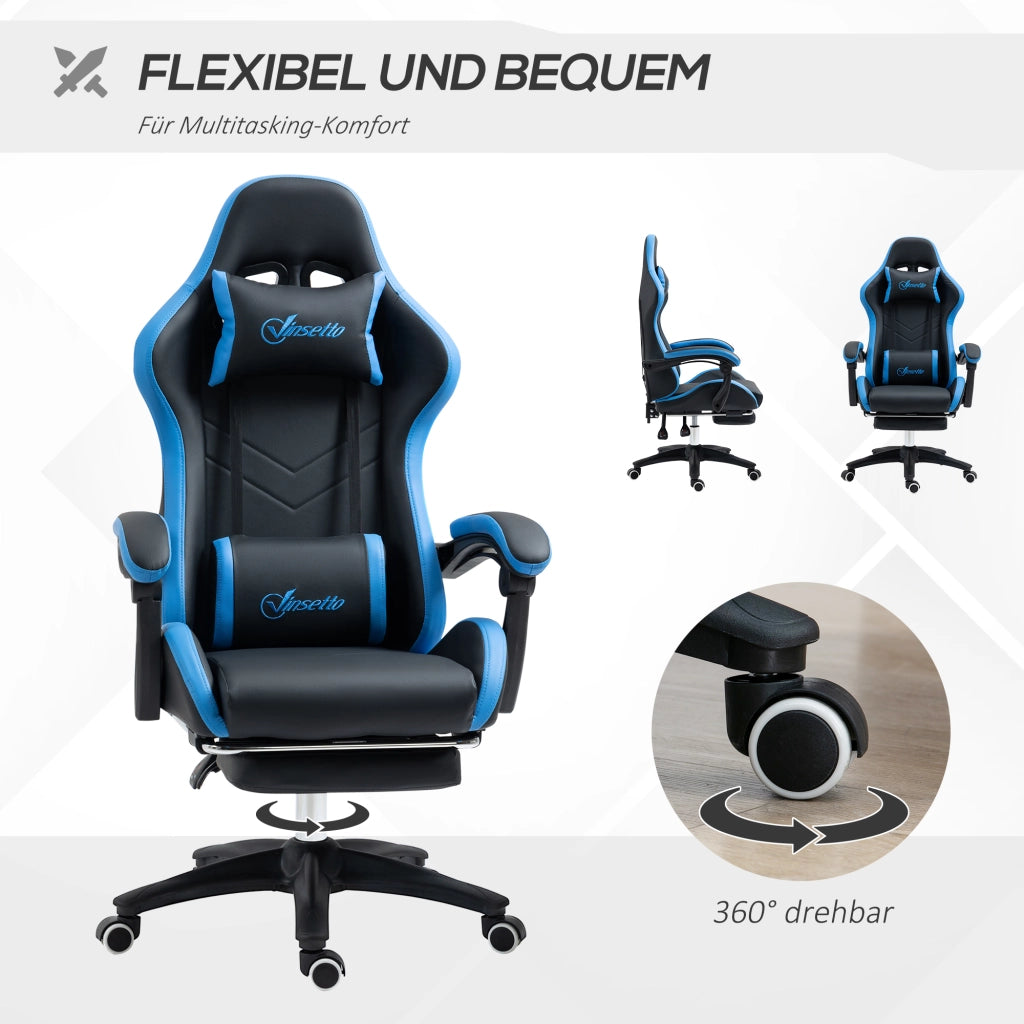Sedia da Ufficio Gaming ¨C Zephmum ¨C Blu e Nero con Schienale e Supporto Lombare