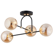 Plafoniera glamour nera con sfere ambra 4xE14 Alfa