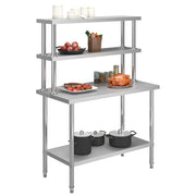 Tavolo Lavoro Cucina con Mensola 120x60x150 cm in Acciaio Inox 3054470