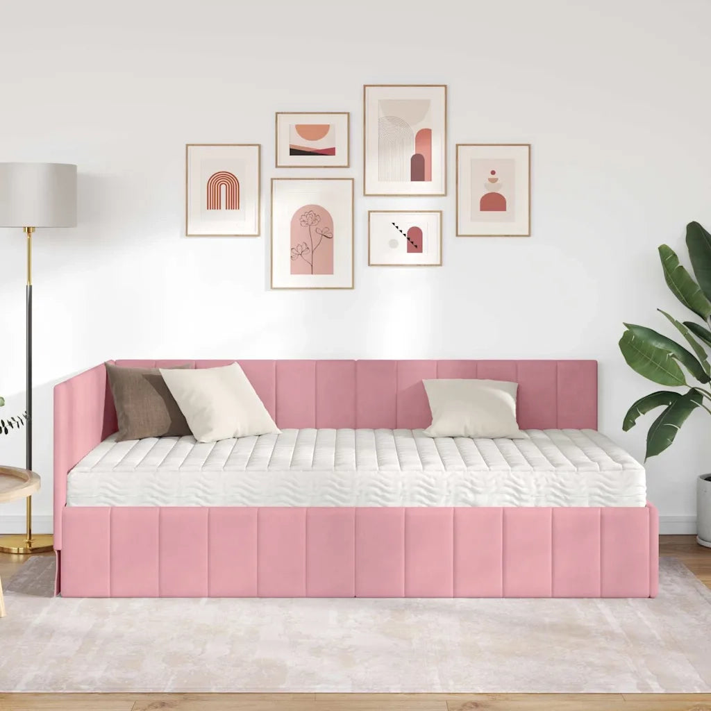 Struttura Letto Angolare con Materasso 2 pcs Grigio Velluto 3393871