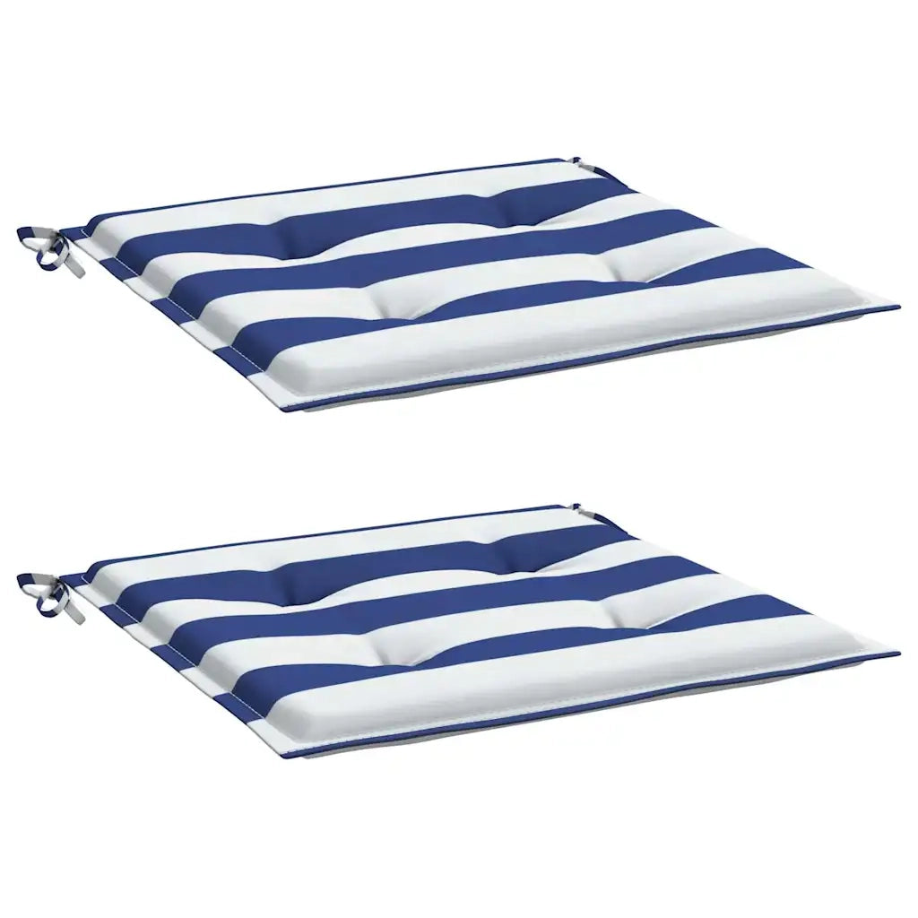 Cuscini per Sedia 2pz Strisce Bianche e Blu 50x50x3 cm Tessuto 361077