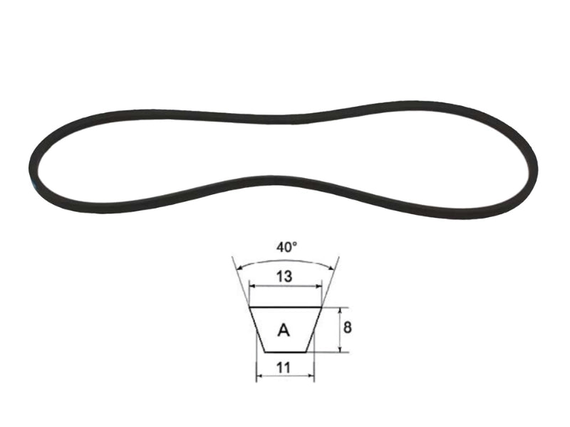 Cinghia trapezoidale sezione A modello A64 ad A128 40° 13mm 8mm 11mm - 64123