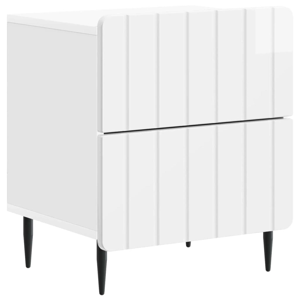 Set di 2 Comodini | Armadio da Notte | Mobiletto da notte Bianco Lucido 43 x 34,5 x 49,5 cm