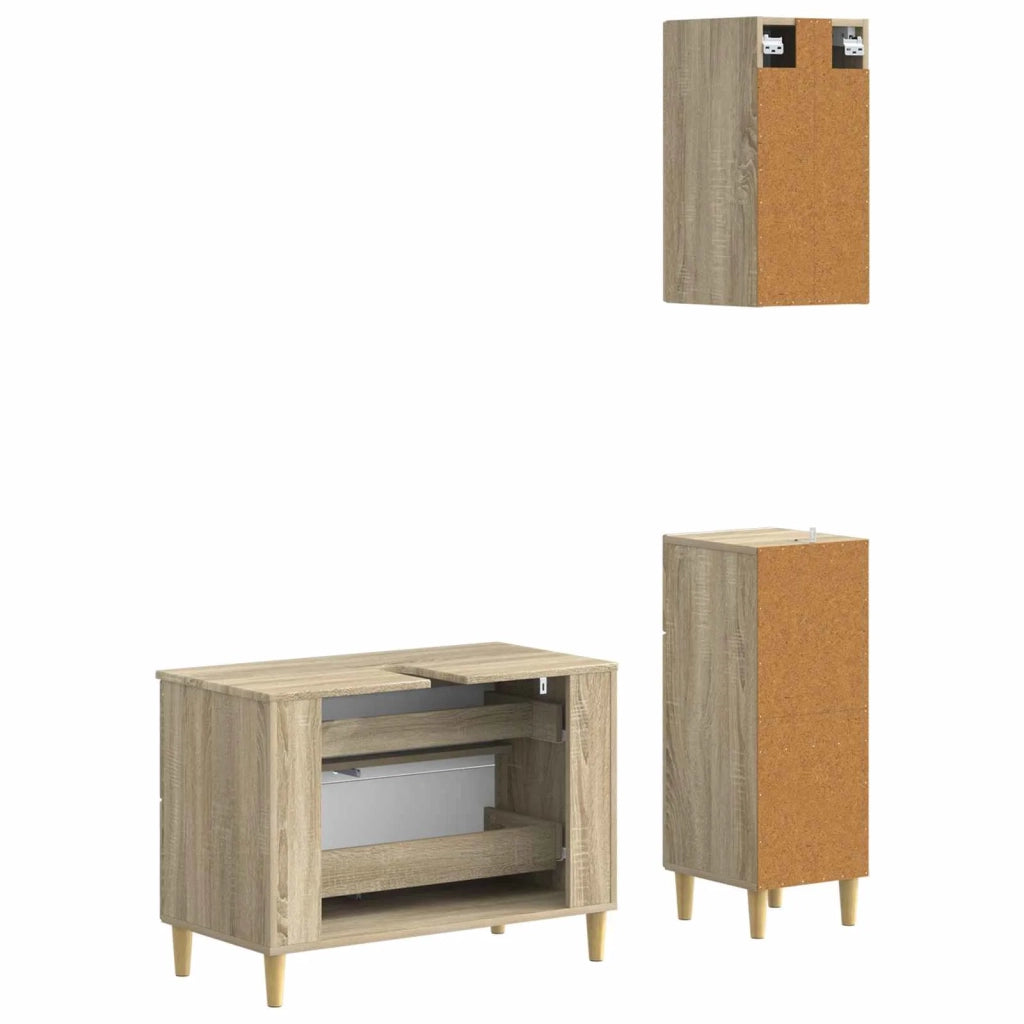 Set di armadietti da bagno in 3 pezzi DELFT Rovere Sonoma 3417785
