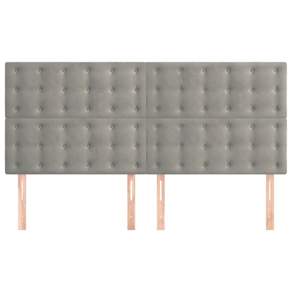 Testiera | Testata Grigio Chiaro 200x5x118/128 cm Velluto