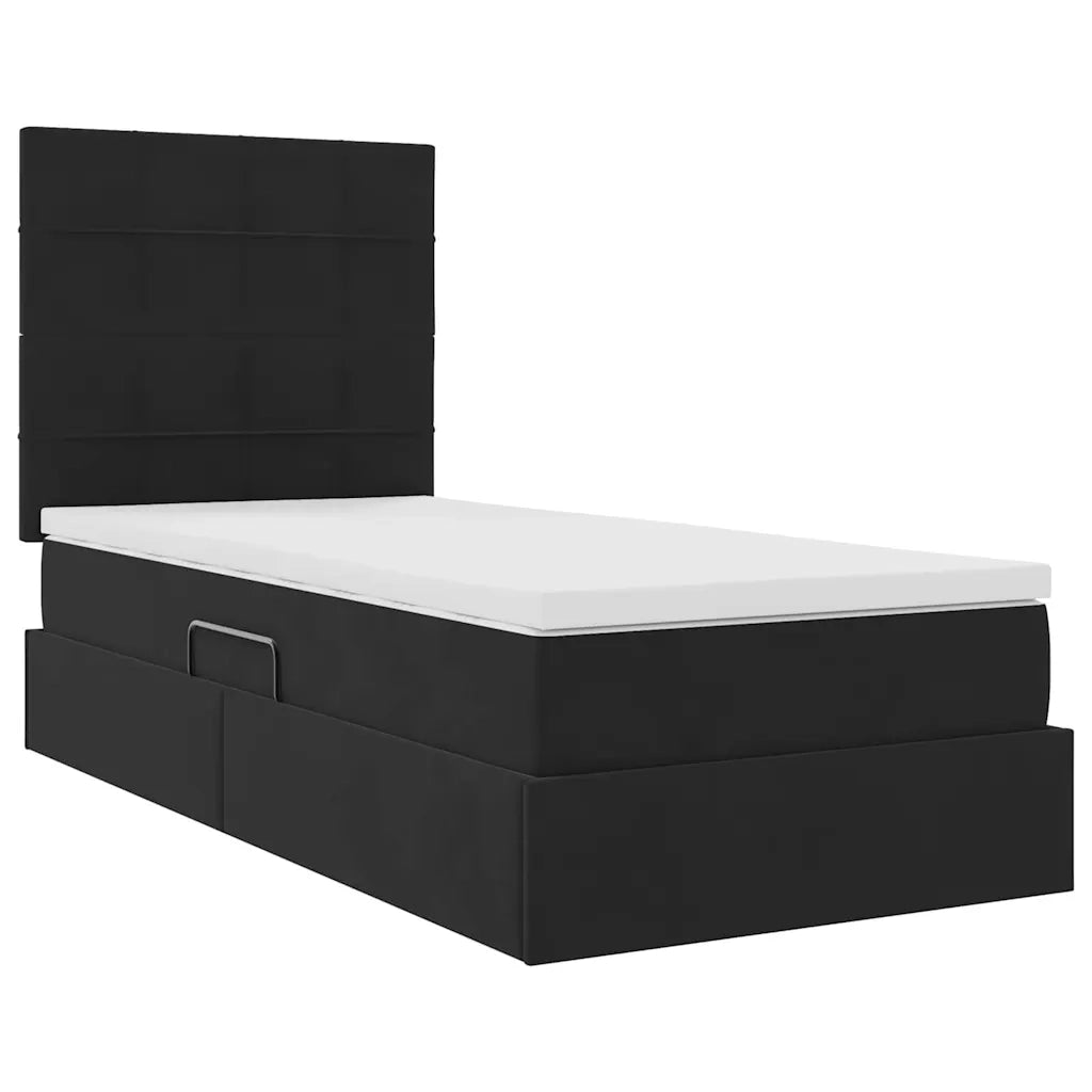 Letto con contenitore e LED con led Nero 90 x 190 cm Velluto 3372635