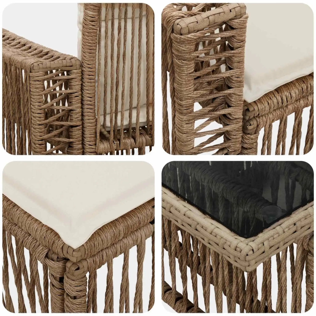 Set Divano da Giardino 9 pz Beige e Bianco Crema polyrattan 3436764