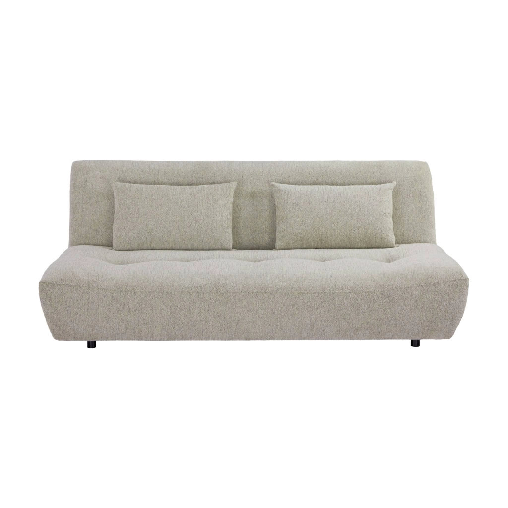 Divano letto convertibile in tessuto ciniglia, 3 posti, beige