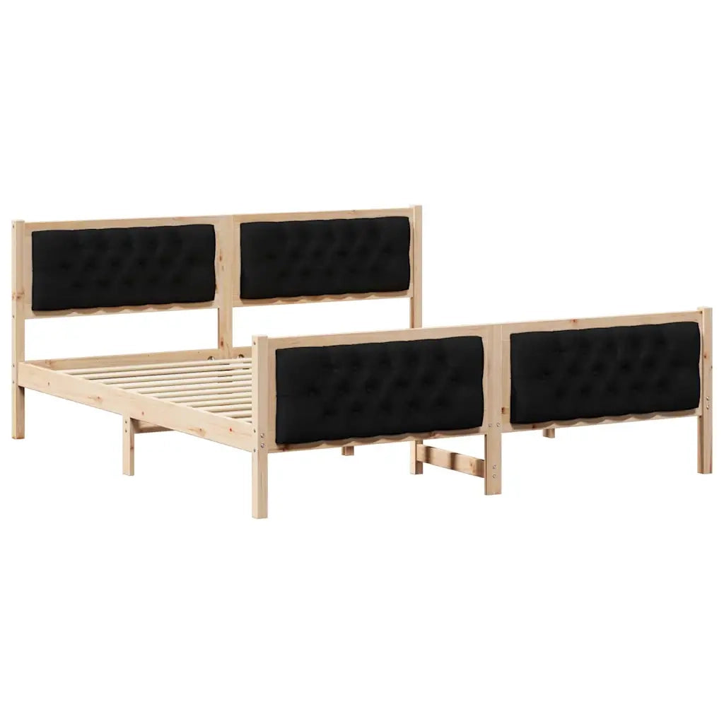Letto matrimoniale | Letto per adulti | Struttura del letto Nero 180 x 200 cm Pino massello