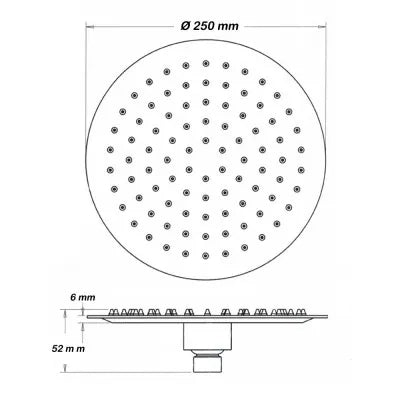 Soffione Doccia a Specchio Tondo diam. 25 cm design originale