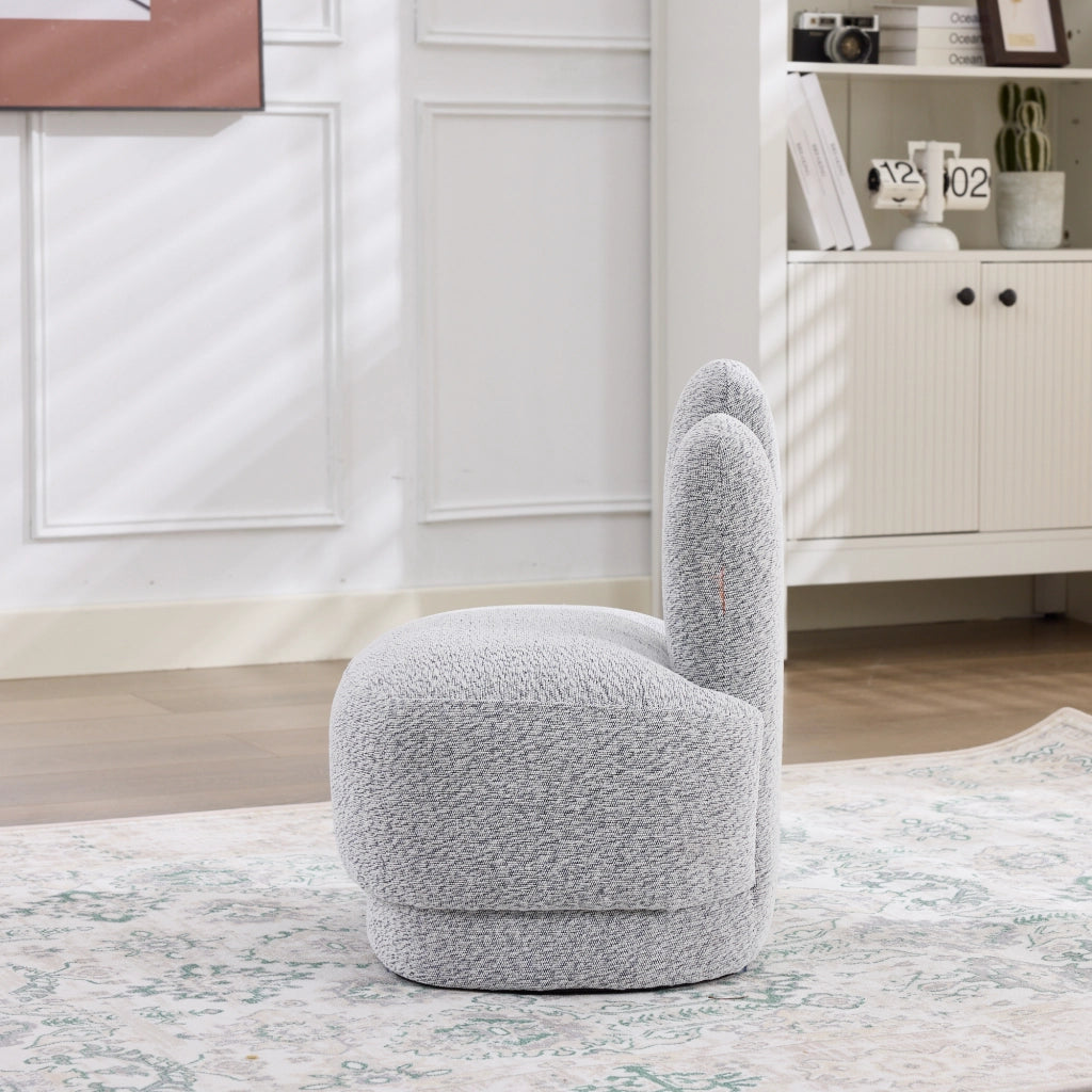POUF imbottito a forma di coniglio in tessuto grigio antico bianco