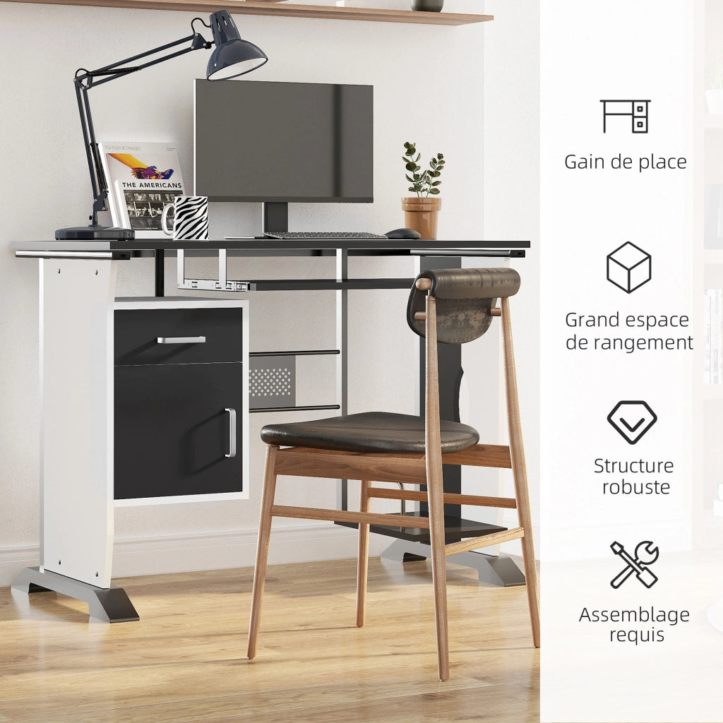 Scrivania computer design in MDF nero e bianco ¨C Minimal ¨C 100x52x75 cm