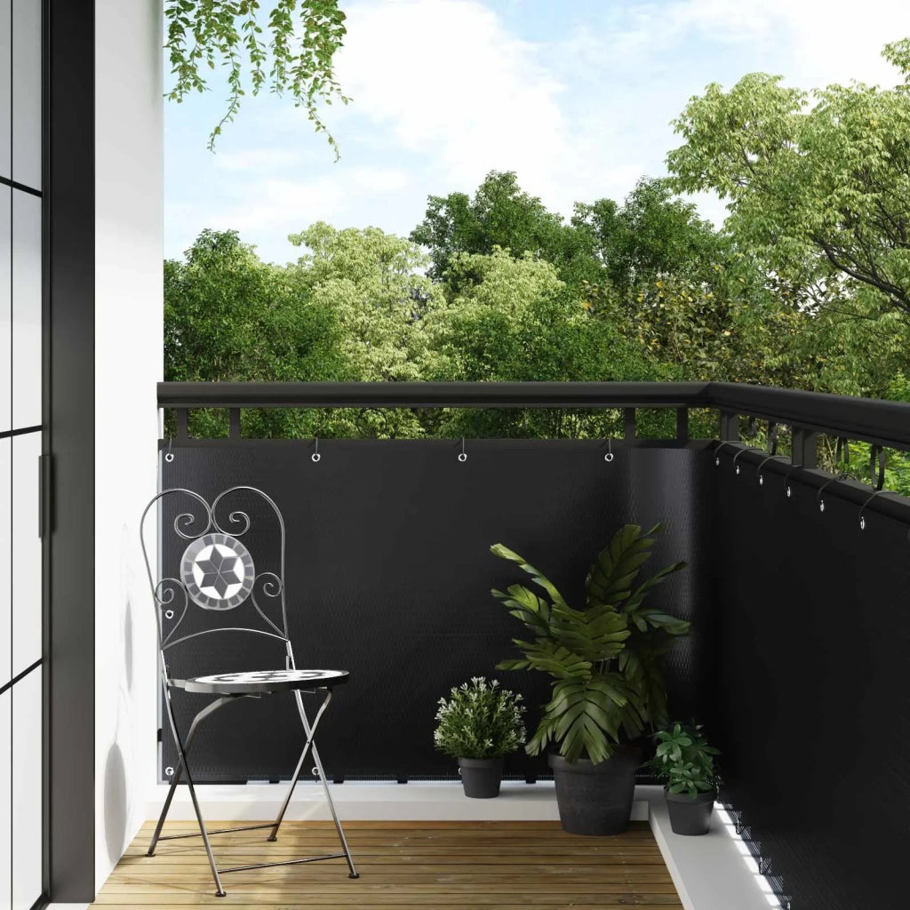 Schermo per Balcone con Occhielli Nero 42032649