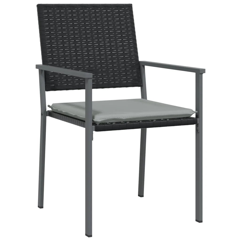 Set Pranzo da Giardino 5pz | Set Salotto da Giardino con Cuscini in Polyrattan e Acciaio