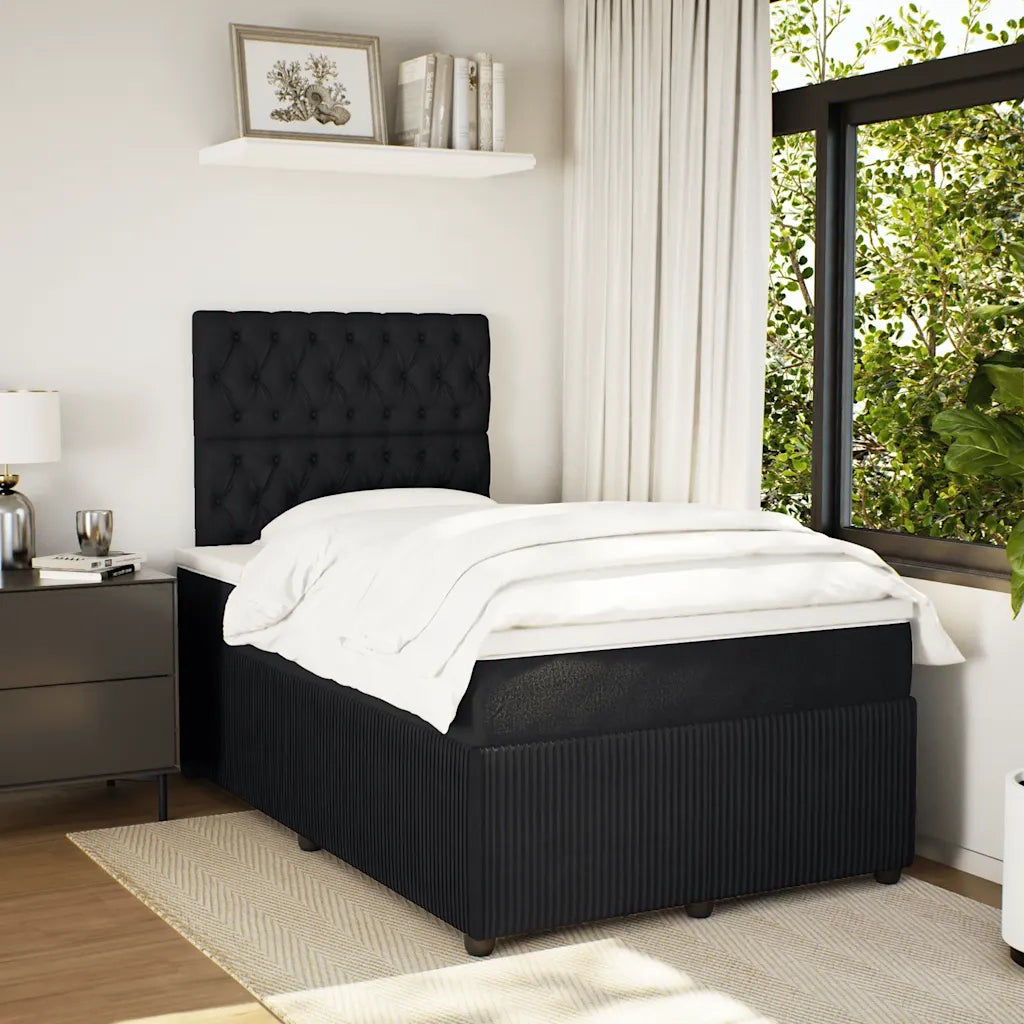 Giroletto a Molle con Materasso Nero 120x190 cm in Velluto 3294594