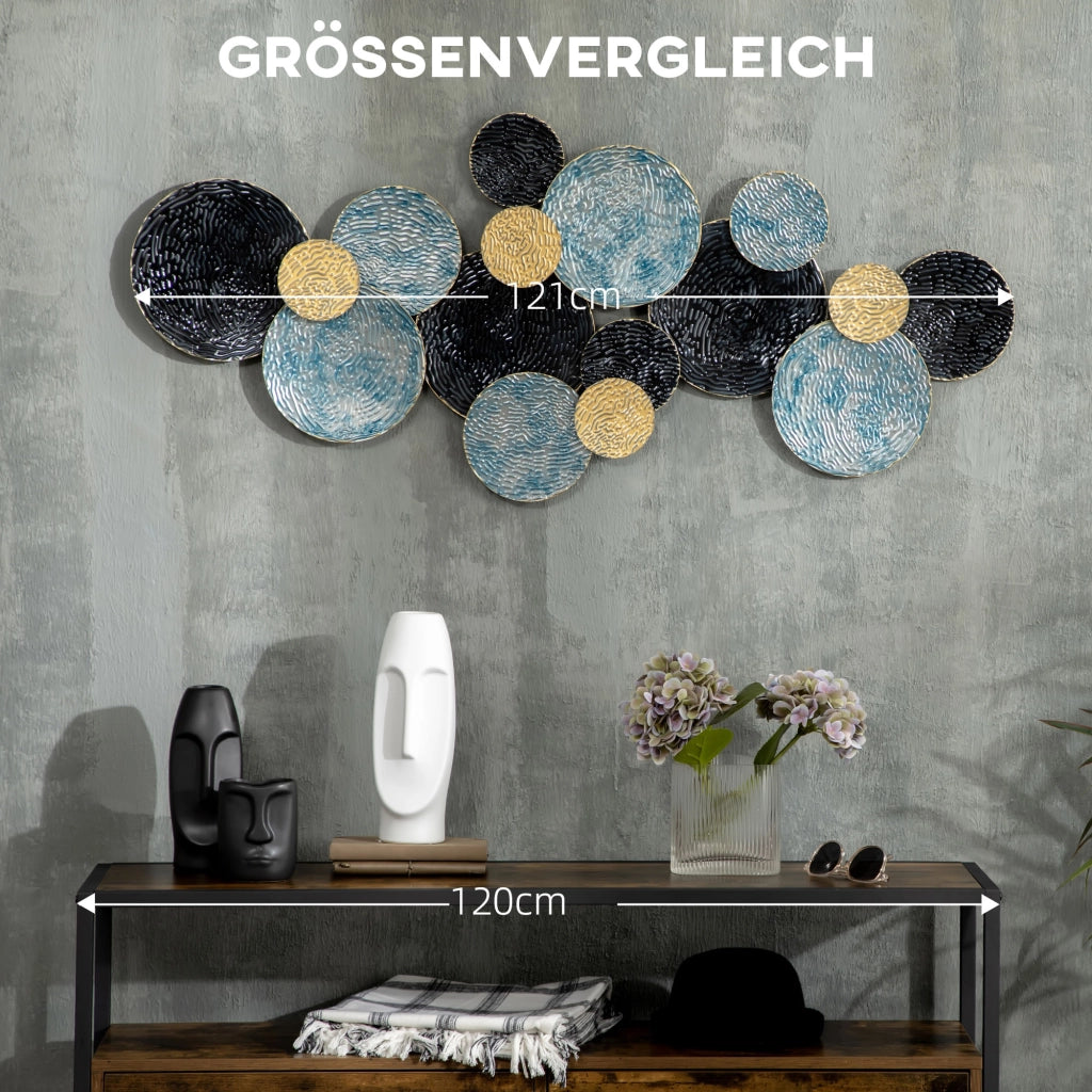 Decorazione Parete 3D con Cerchi ¨C Minimal ¨C Blu e Nero 121x53x4 cm