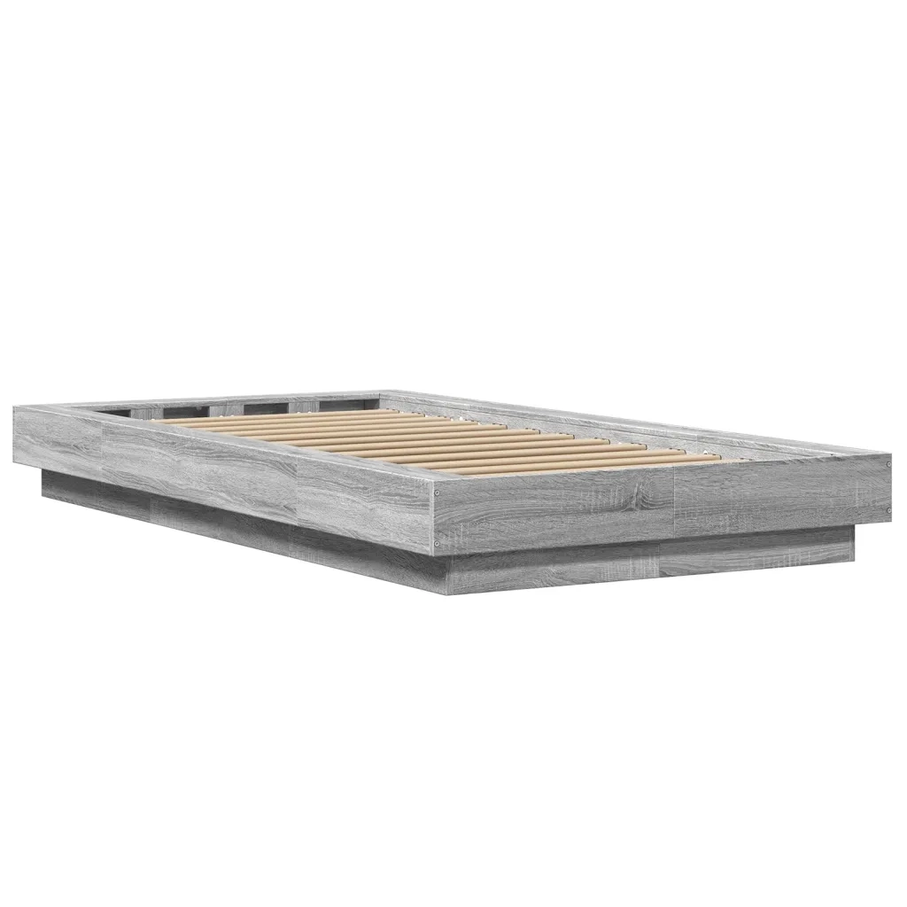 Letto singolo | Letto per adulti | Giroletto Grigio Sonoma 90x200 cm in Legno Multistrato