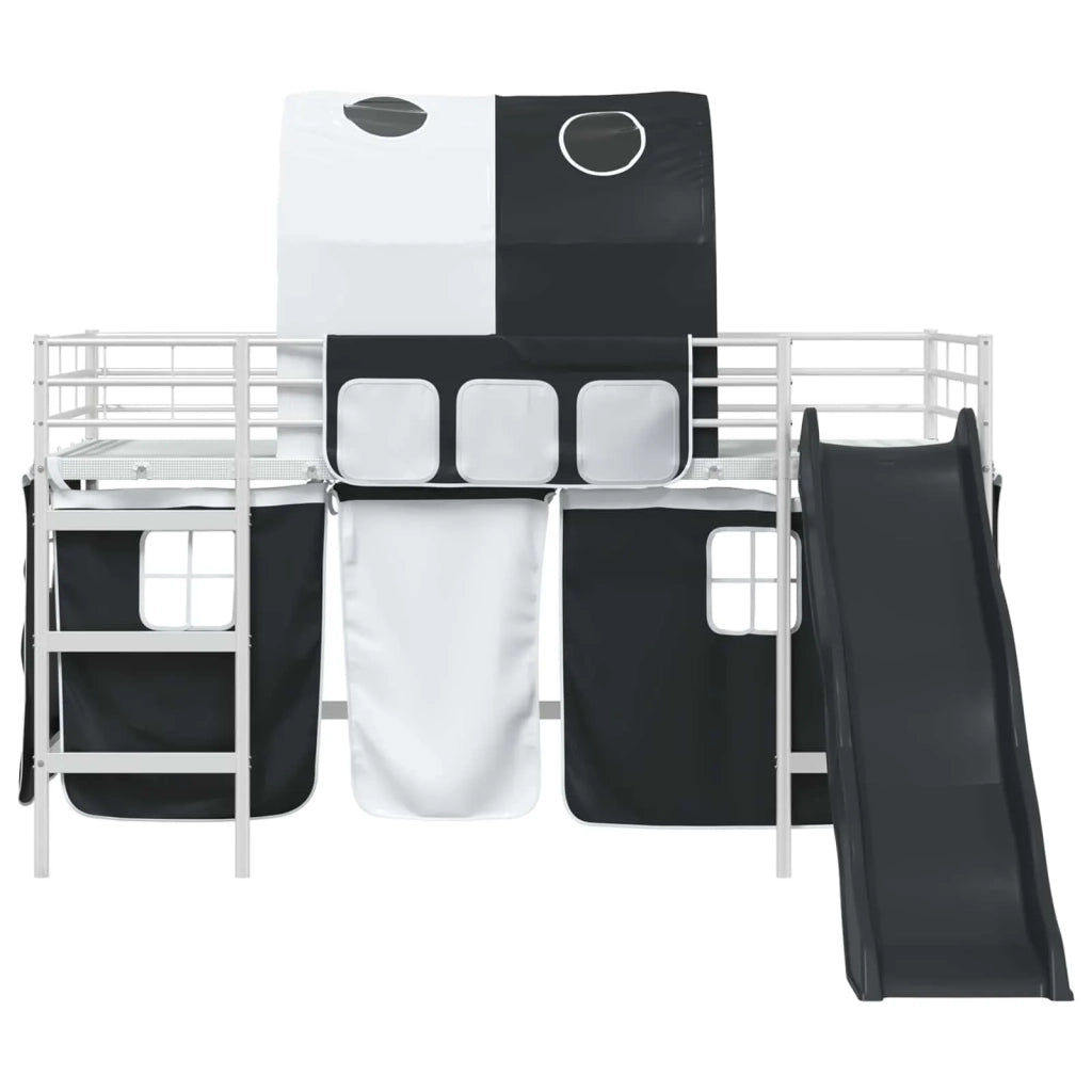 Struttura del letto loft per bambini Bianco e Nero Metallo
