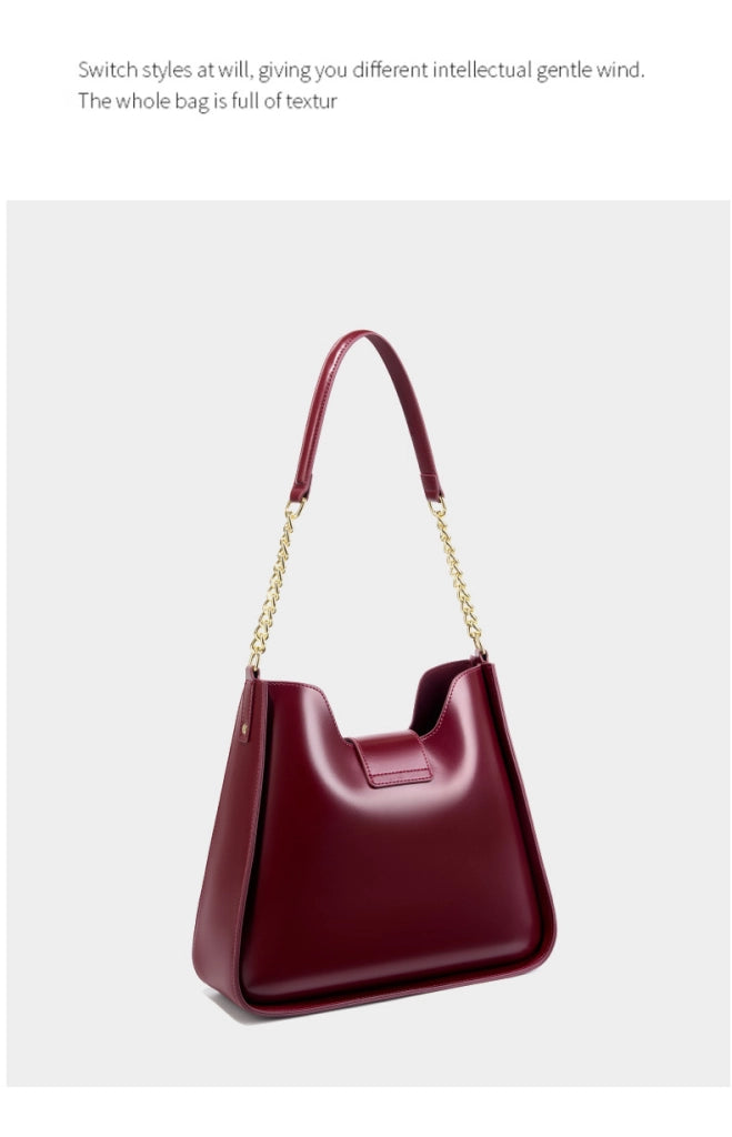 Borsa a tracolla da donna in vera pelle, colore rosso