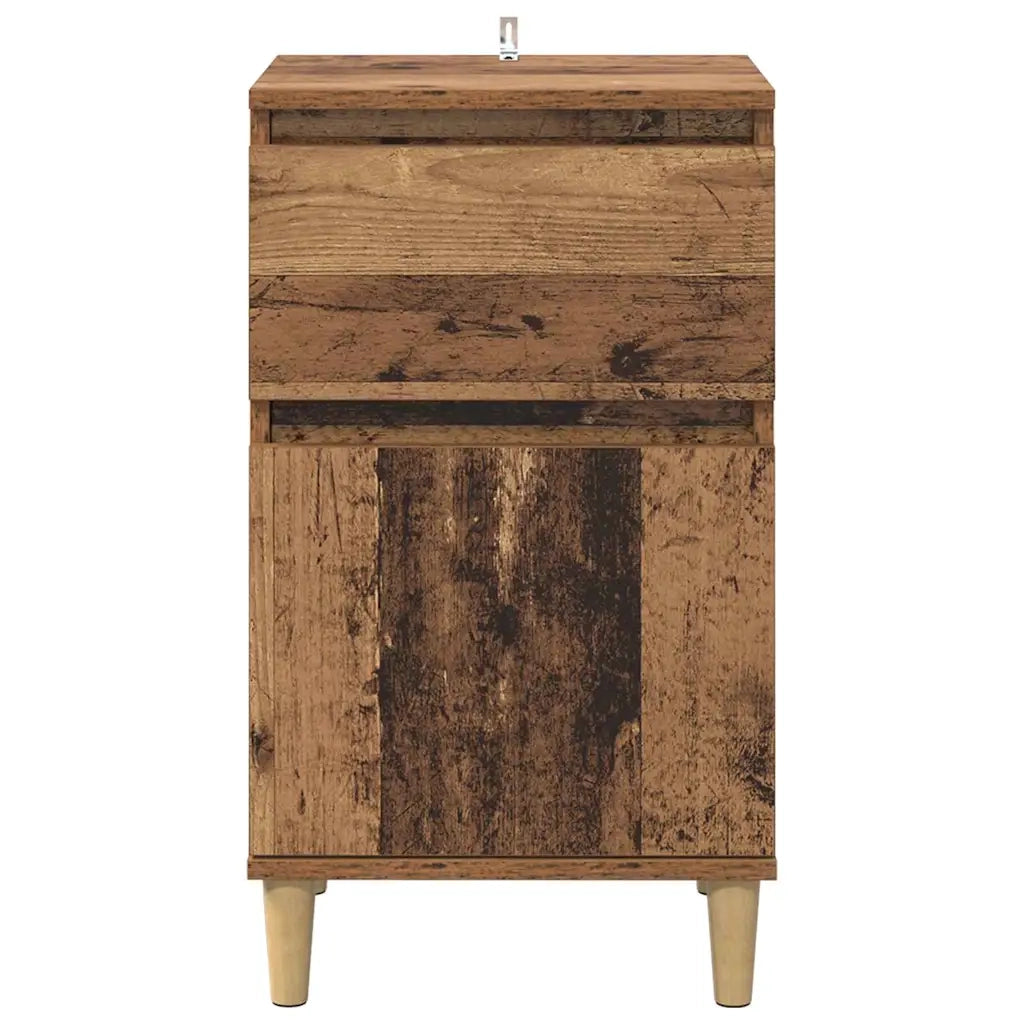 Set di 2 Comodini | Armadio da Notte | Mobiletto da notte Legno vecchio 40 x 35 x 70 cm