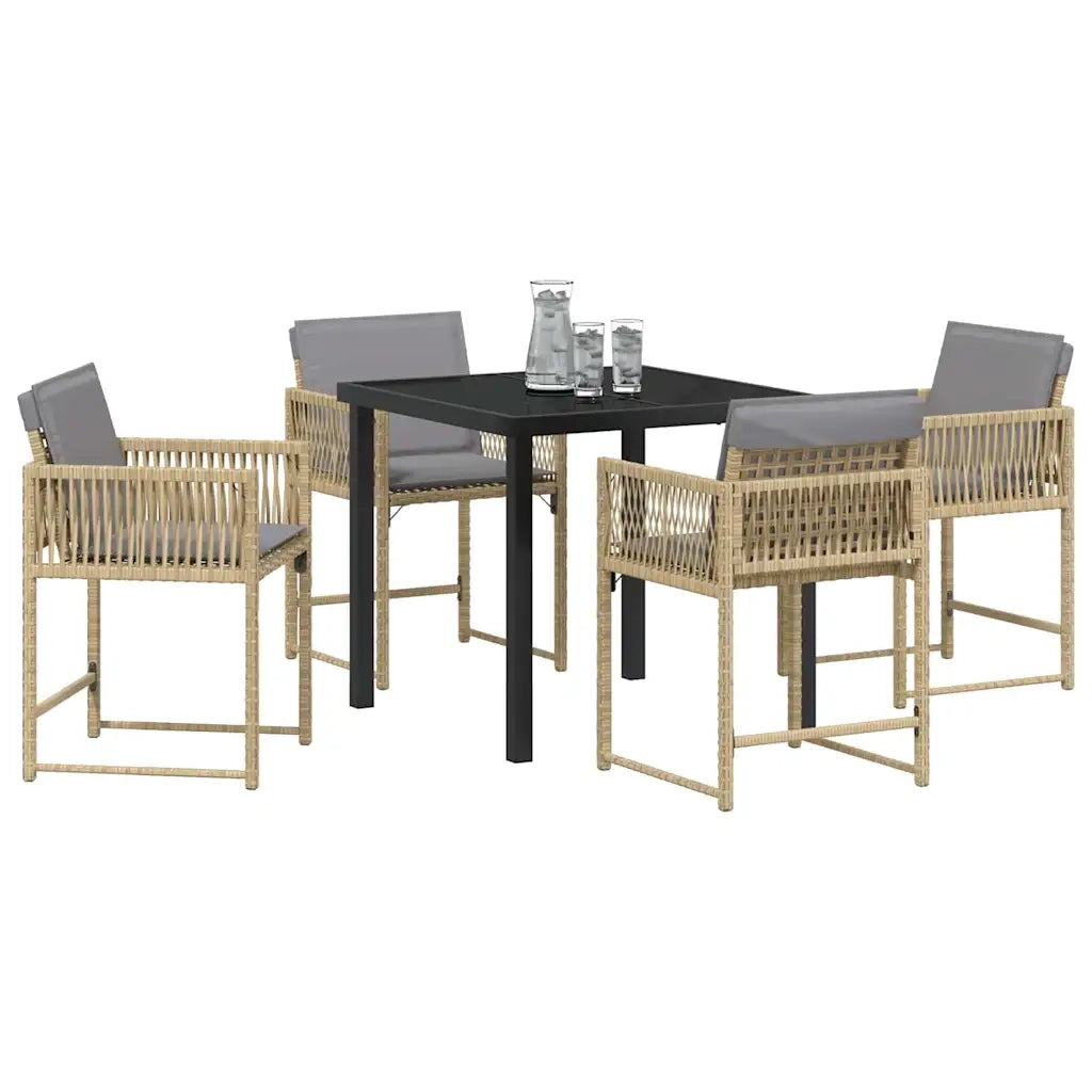Set da Pranzo per Giardino 5 pcs Beige polyrattan
