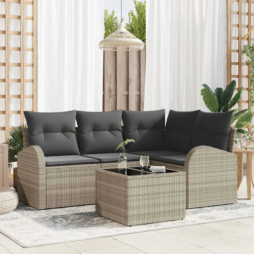 Set Divano da Giardino 5 pcs Grigio chiaro polyrattan 3354701