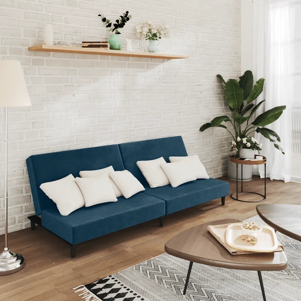 Divano letto | Sof¨¤ letto | Letto singolo a 2 Posti Blu in Velluto