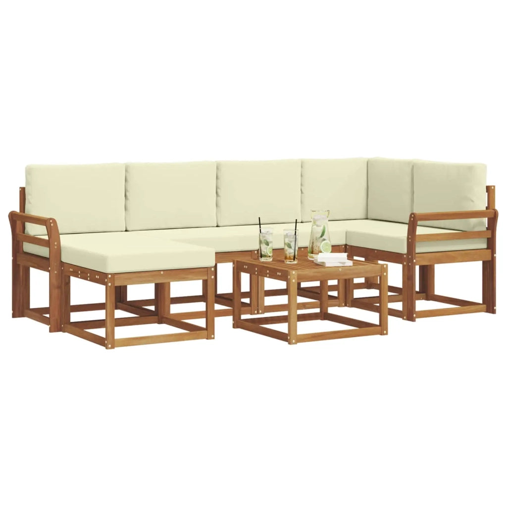 Set di divani da esterno con cuscino 7 pcs Naturale e Crema 3366673